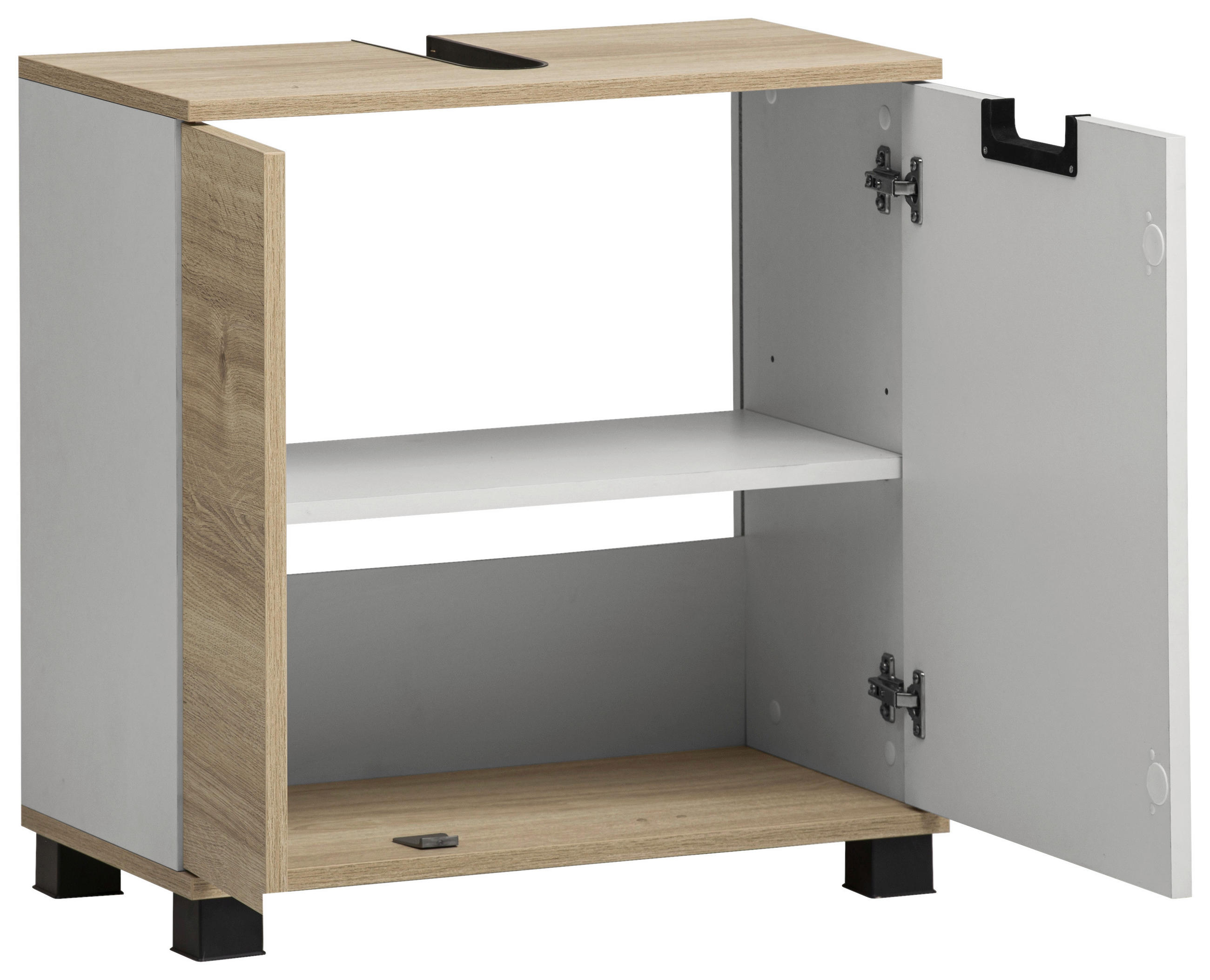 WASCHBECKENUNTERSCHRANK 59,8/62,4/32,6 cm  - Eichefarben/Schwarz, MODERN, Holzwerkstoff/Kunststoff (59,8/62,4/32,6cm) - Stylife