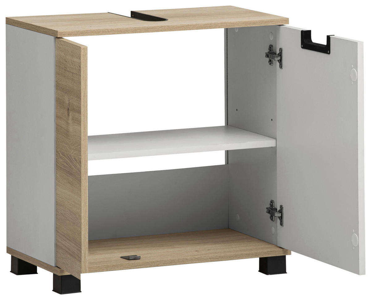 WASCHBECKENUNTERSCHRANK 59,8/62,4/32,6 cm  - Eichefarben/Schwarz, MODERN, Holzwerkstoff/Kunststoff (59,8/62,4/32,6cm) - Stylife