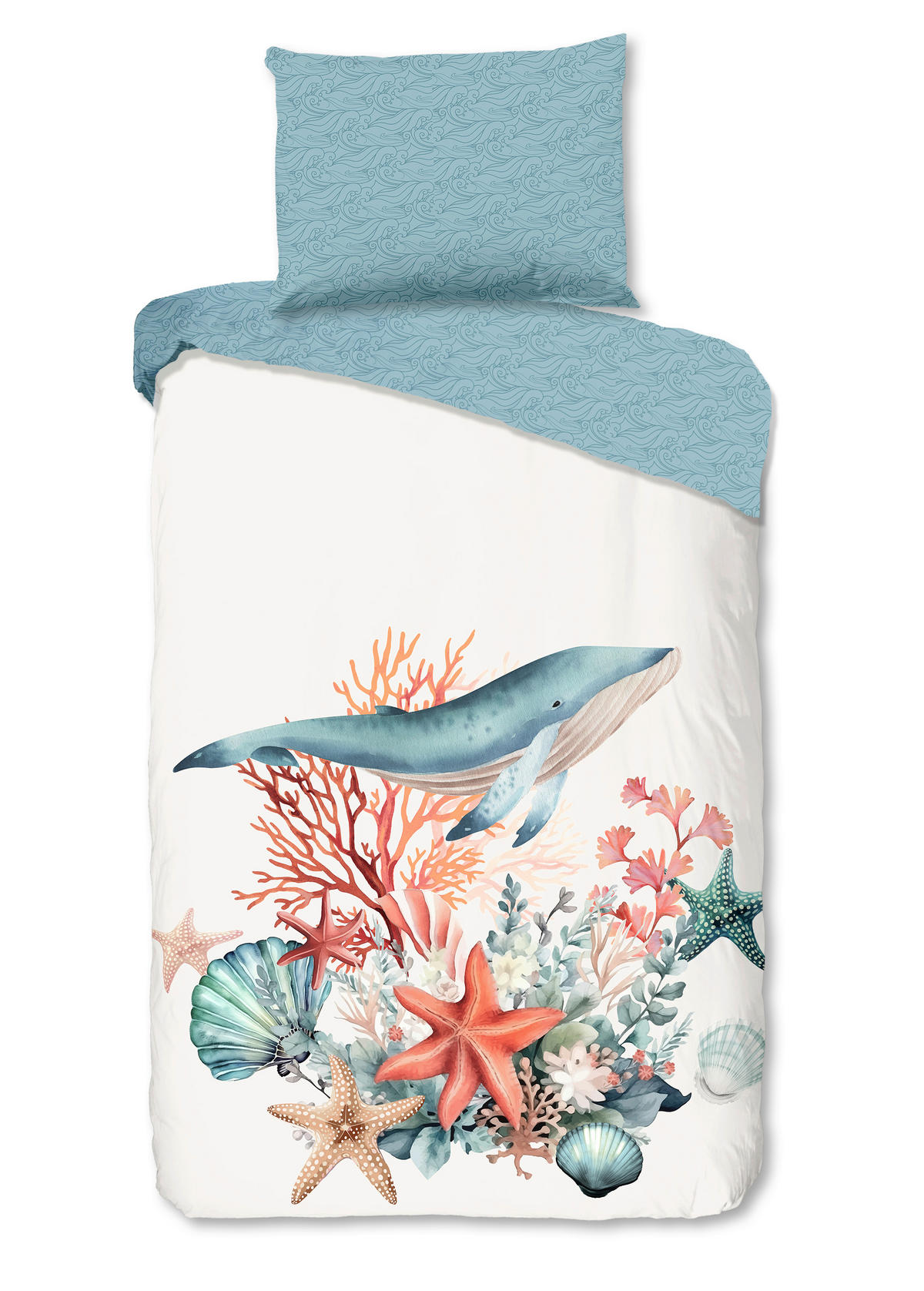 WENDEBETTWÄSCHE Good Morning Renforcé 140/200 cm  - Blau/Weiß, Design, Textil (140/200cm)