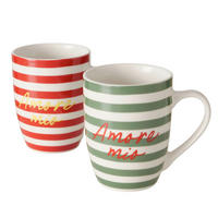 KAFFEEBECHER    - Rot/Weiß, Trend, Keramik (12,5/8/10,5cm)