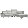 ECKSOFA in Echtleder Hellgrau  - Hellgrau/Schwarz, Design, Leder/Metall (285/239cm) - Cantus