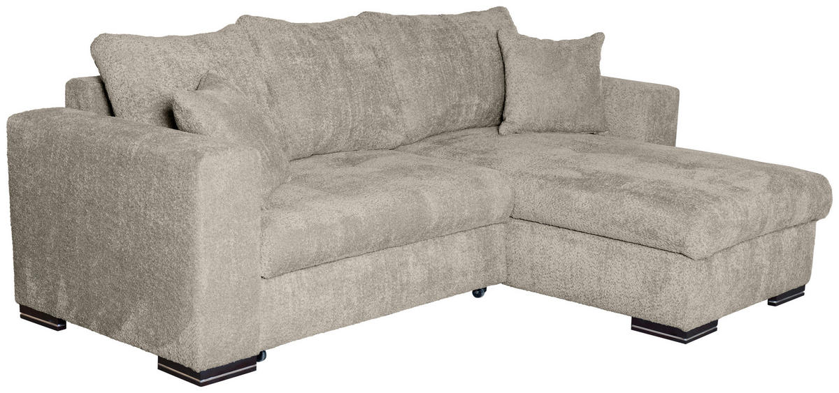 ECKSOFA Creme Webstoff  - Creme/Braun, KONVENTIONELL, Holz/Textil (170/235cm) - Carryhome