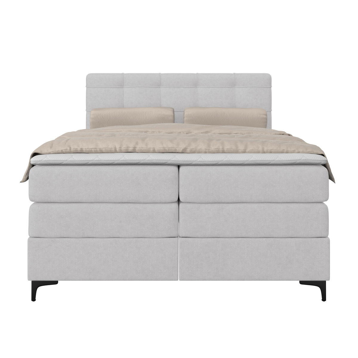 BOXSPRINGBETT 140/200 cm,  in Silberfarben, H3 = fest  - Silberfarben/Schwarz, KONVENTIONELL, Kunststoff/Textil (140/200cm)