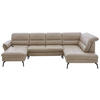 WOHNLANDSCHAFT in Echtleder Beige  - Beige/Schwarz, Design, Leder/Metall (181/336/206cm) - Beldomo Speed