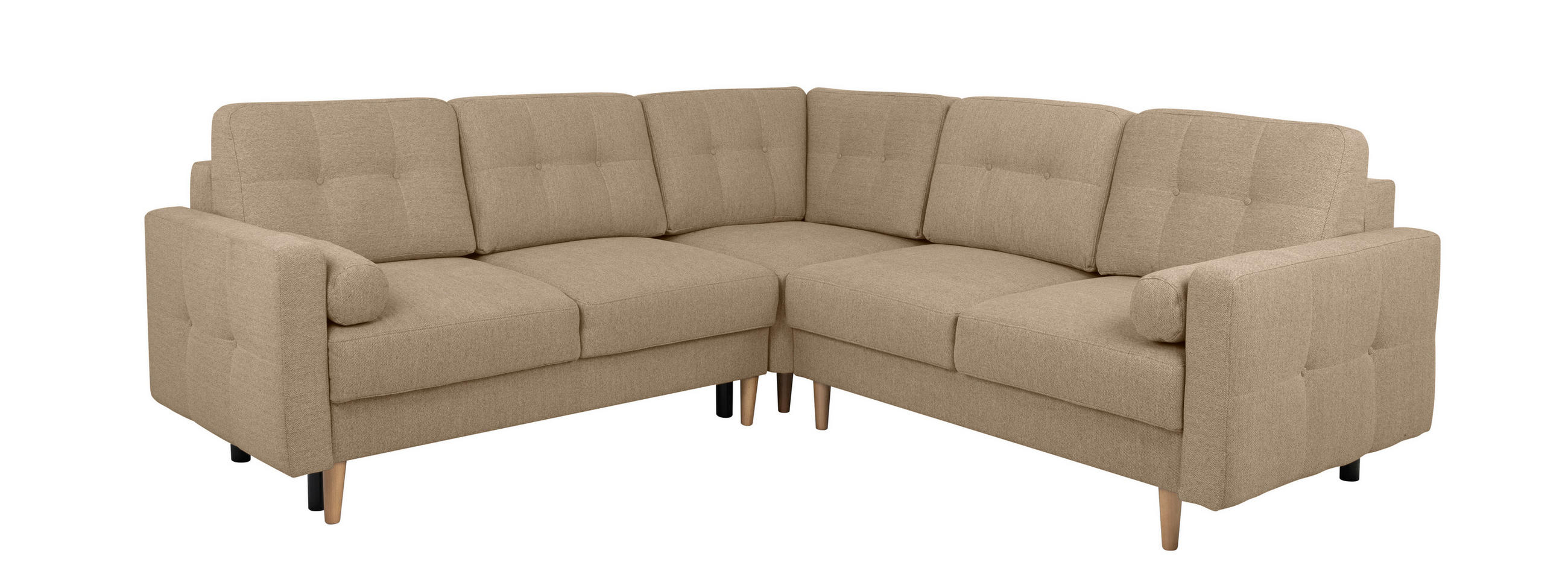 ECKSOFA in Hellbraun - Hellbraun/Buchefarben, Design, Holz/Textil (242/242cm) - MID.YOU
