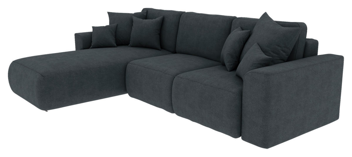 ECKSOFA in Lederlook Anthrazit  195/293 cm  - Chromfarben/Anthrazit, KONVENTIONELL, Kunststoff/Textil (195/293cm) - Carryhome