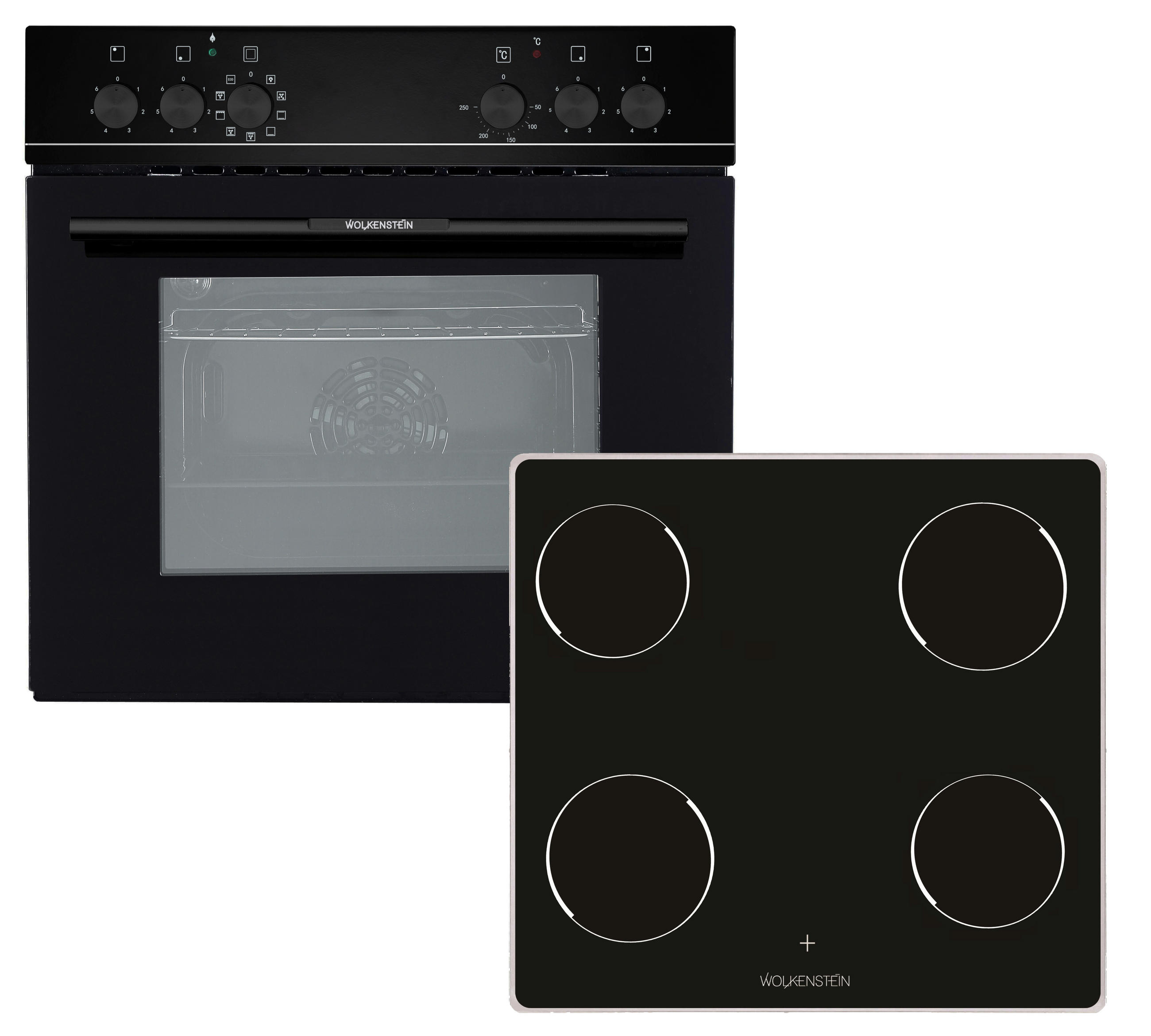 HERDSET WMOC 80  - Schwarz, KONVENTIONELL, Glas/Metall (59,5/59,5/55cm) - Wolkenstein