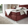 BOXSPRINGBETT 140/200 cm  in Rotbraun  - Rotbraun/Alufarben, KONVENTIONELL, Textil/Metall (140/200cm) - Dieter Knoll