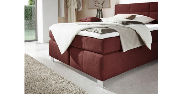 BOXSPRINGBETT 140/200 cm in Rotbraun - Rotbraun/Alufarben, KONVENTIONELL, Textil/Metall (140/200cm) - Dieter Knoll