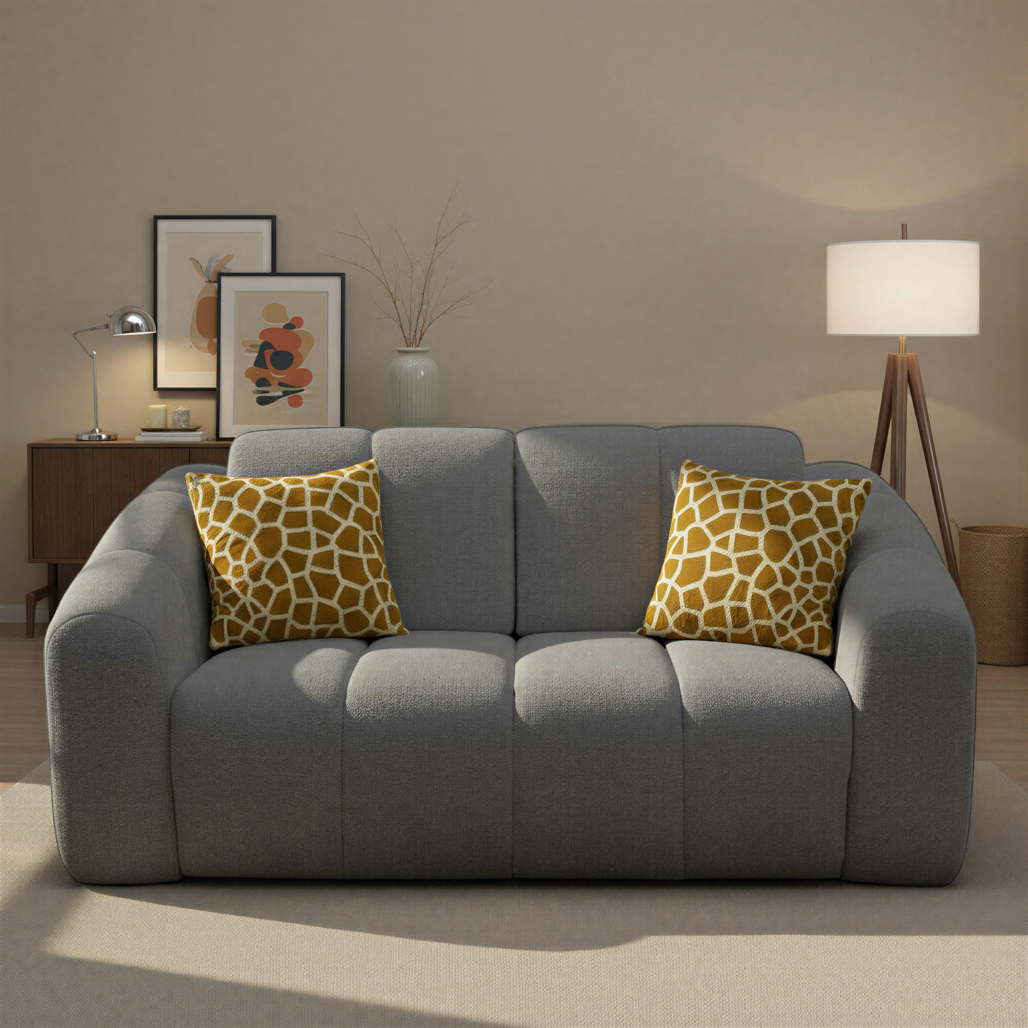 SCHLAFSOFA Chenille Grau  - Beige/Schwarz, MODERN, Kunststoff/Textil (192/85/110cm) - Livetastic