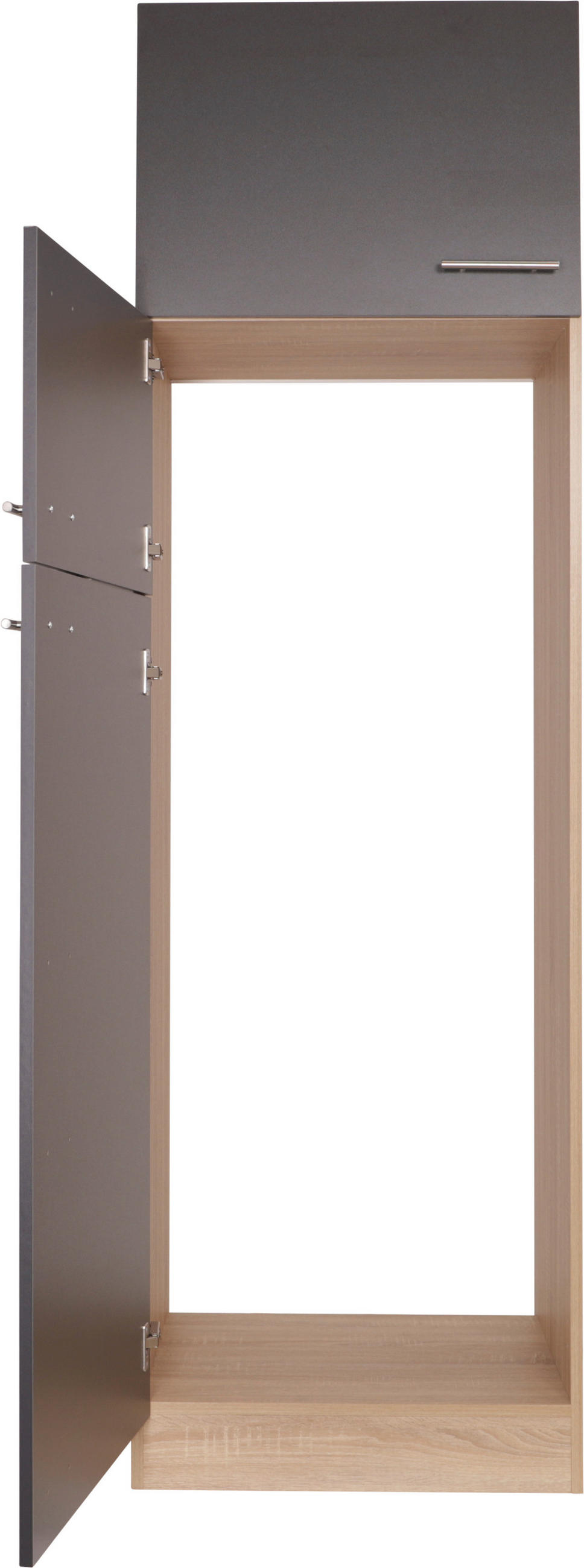 GERÄTEUMBAUSCHRANK 60/200/60 cm  in Grau, Eichefarben  - Eichefarben/Silberfarben, Basics, Holzwerkstoff/Metall (60/200/60cm) - Respekta