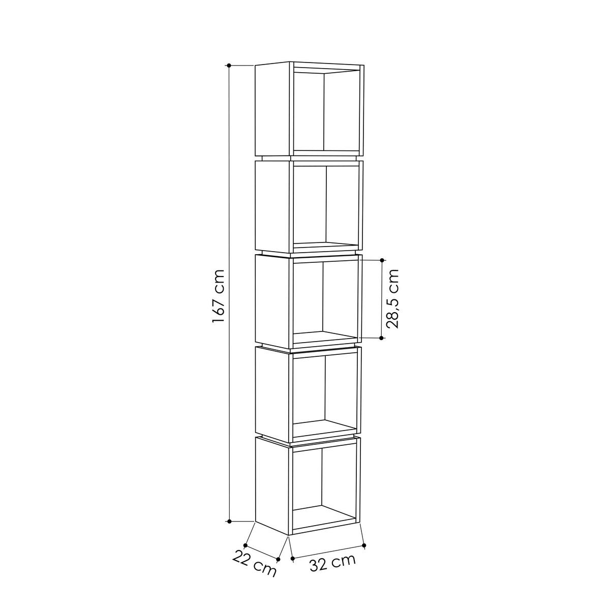 BÜCHERWAND  32/167/22 cm Beige  - Beige, Design, Holzwerkstoff (32/167/22cm) - Livetastic