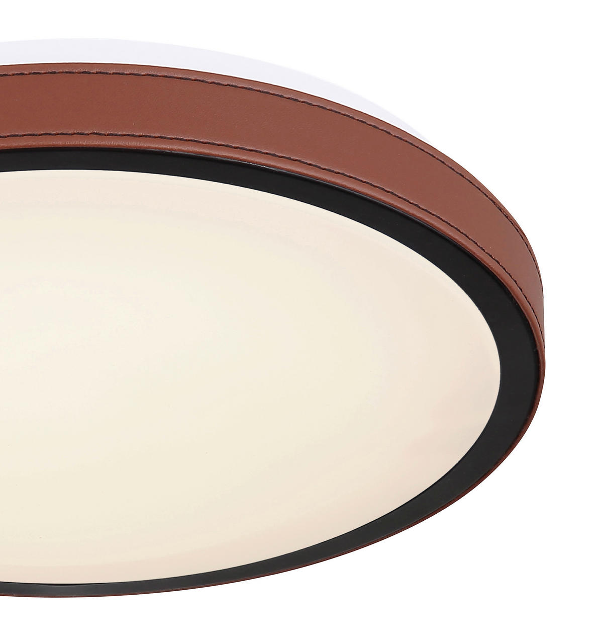 LED-DECKENLEUCHTE 12 W  30/8 cm    - Weiss/Dunkelbraun, Konventionell, Leder/Kunststoff (30/8cm) - Globo