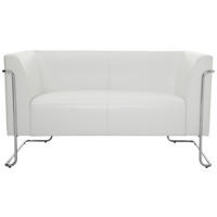 2-SITZER-SOFA in Lederlook Weiß  - Silberfarben/Weiß, MODERN, Textil/Metall (130/71/74cm) - MID.YOU