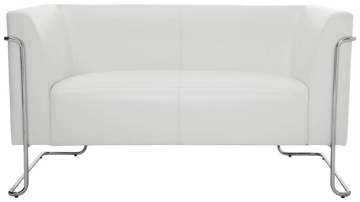 2-SITZER-SOFA in Lederlook Weiß  - Silberfarben/Weiß, MODERN, Textil/Metall (130/71/74cm) - MID.YOU