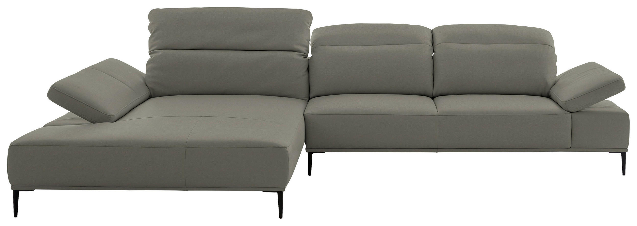ECKSOFA  in Echtleder Grau  206/322 cm  - Schwarz/Grau, MODERN, Leder/Metall (206/322cm) - Chilliano
