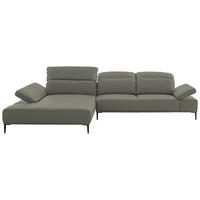 ECKSOFA  in Echtleder Grau  206/322 cm  - Schwarz/Grau, MODERN, Leder/Metall (206/322cm) - Chilliano