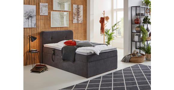 BOXSPRINGBETT 100/200 cm  in Grau  - Schwarz/Grau, KONVENTIONELL, Kunststoff/Textil (100/200cm) - Carryhome