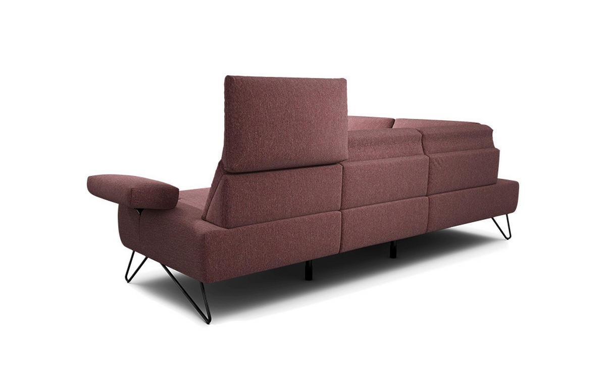 ECKSOFA Cosy Rot Chenille  - Rot/Schwarz, Design, Textil/Metall (193/248-263cm) - SENSOO