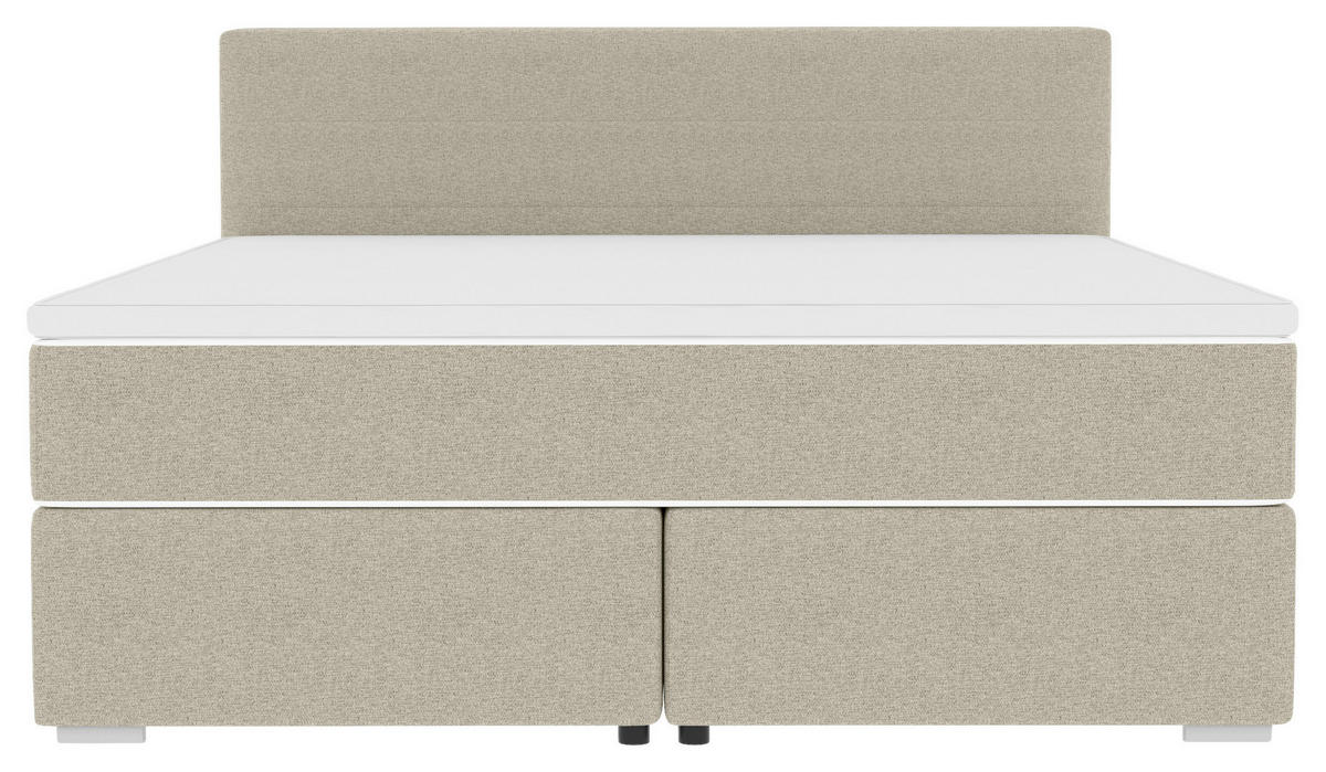 BOXSPRINGBETT 200/200 cm,  in Beige, Topper, Matratzen, H3 = fest  - Chromfarben/Beige, KONVENTIONELL, Kunststoff/Textil (200/200cm) - Boxxx