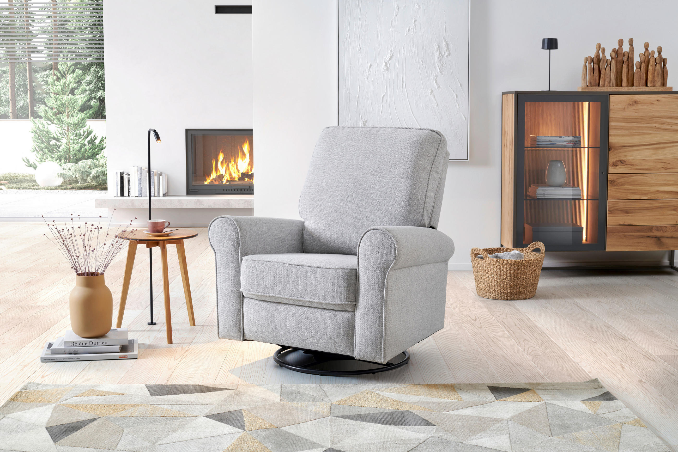 FERNSEHSESSEL mit Webstoff Weiß - Schwarz/Weiß, KONVENTIONELL, Kunststoff/Textil (94/102/100cm) - Livetastic