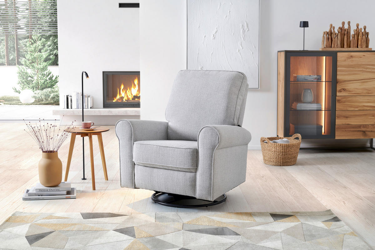 FERNSEHSESSEL in Webstoff Weiss  - Weiss/Schwarz, Konventionell, Kunststoff/Textil (94/102/100cm) - Livetastic