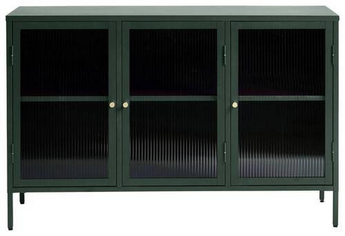SIDEBOARD Grün, Goldfarben  132/85/40 cm  - Goldfarben/Grün, Design, Glas/Metall (132/85/40cm) - Lomoco
