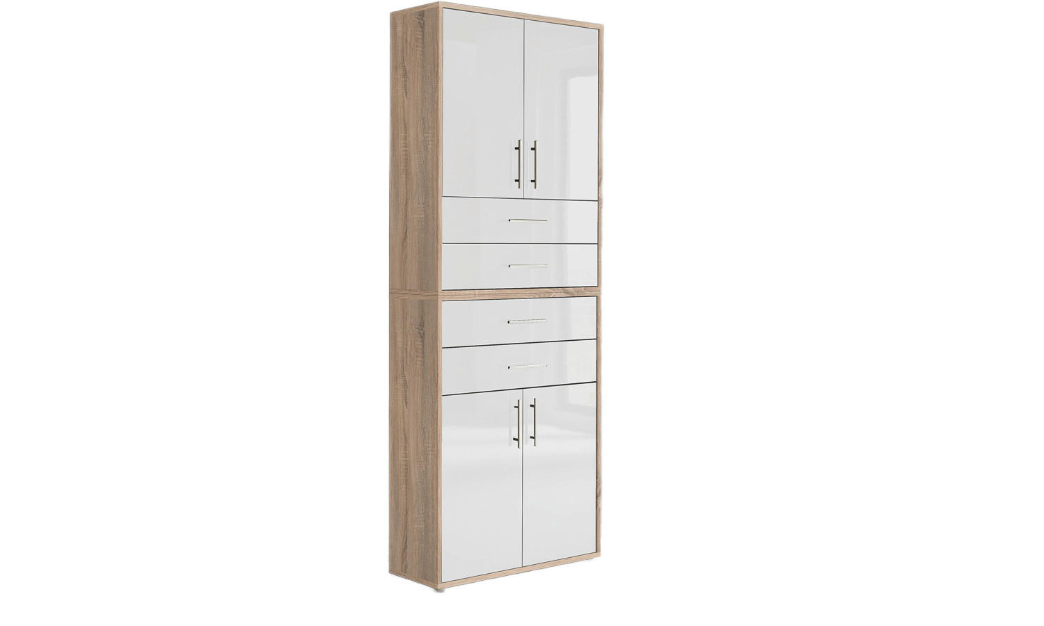 AKTENSCHRANK Sonoma Eiche, Weiß Hochglanz  - Weiß Hochglanz/Sonoma Eiche, MODERN, Holzwerkstoff (84,4/227,2/33cm) - MID.YOU