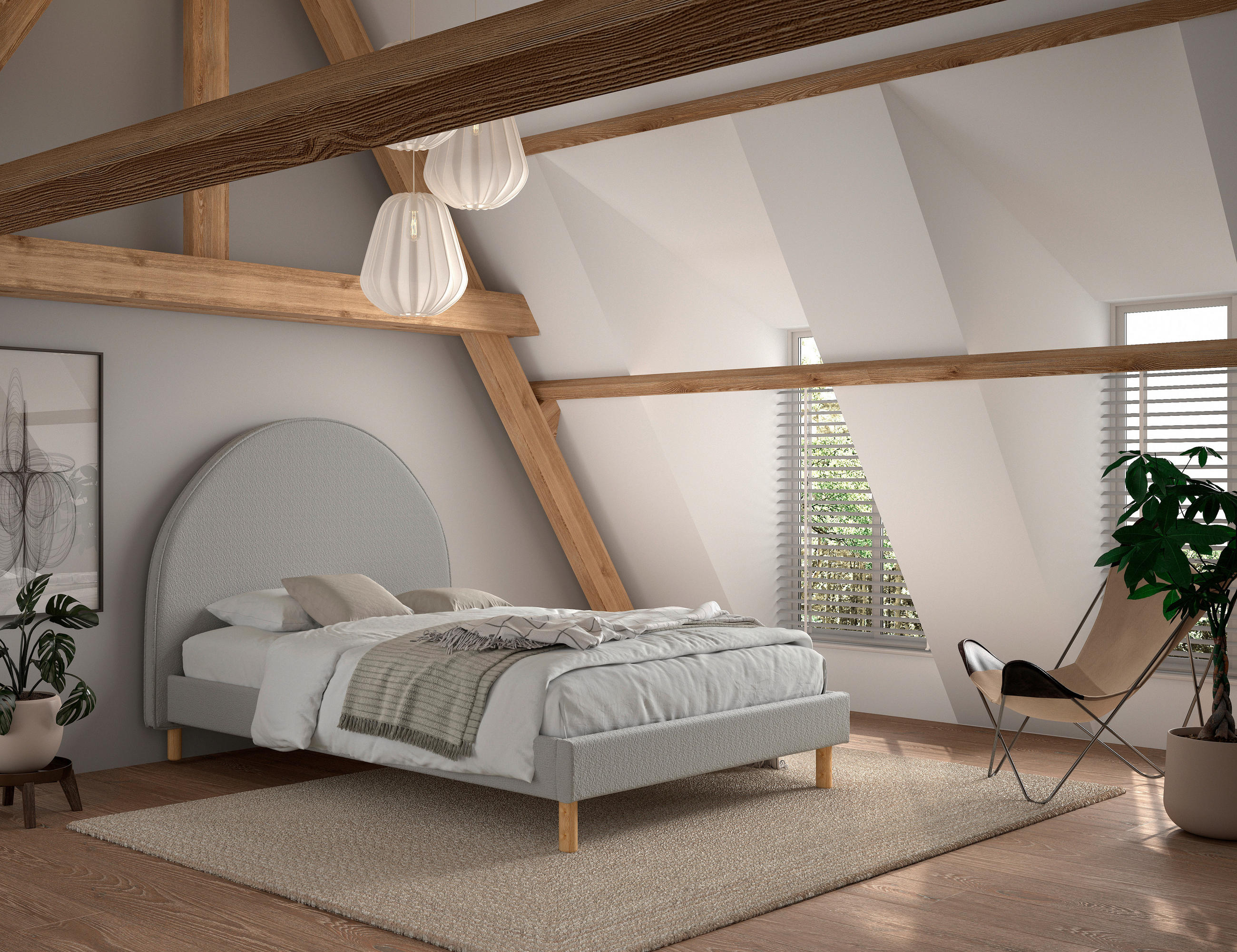KINDER-/JUNIORBETT - Naturfarben/Grau, ROMANTIK / LANDHAUS, Holz/Textil (140/200cm) - MID.YOU