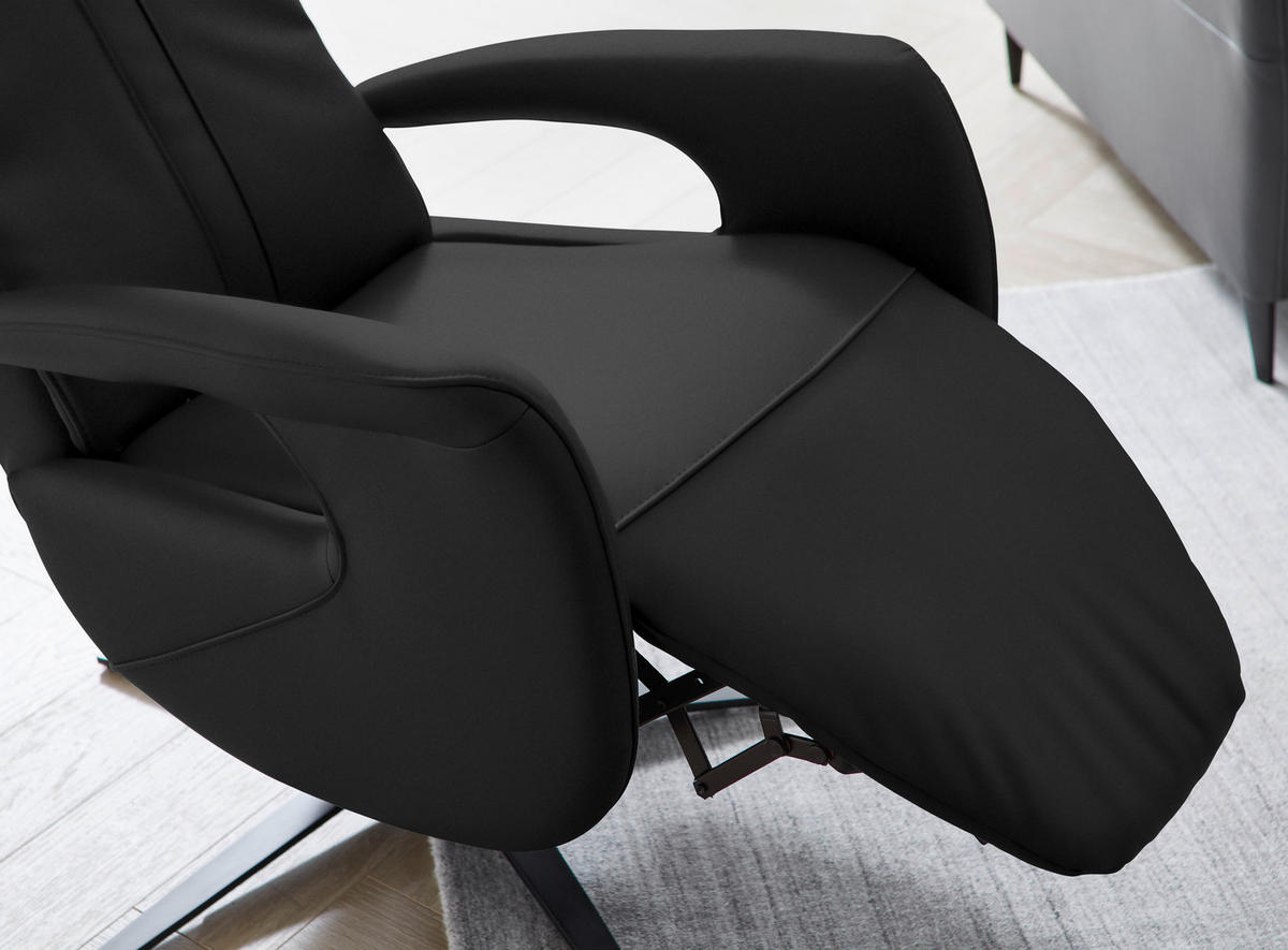 RELAXSESSEL in Leder Schwarz  - Schwarz, Design, Leder/Metall (71/112/83cm) - Dieter Knoll