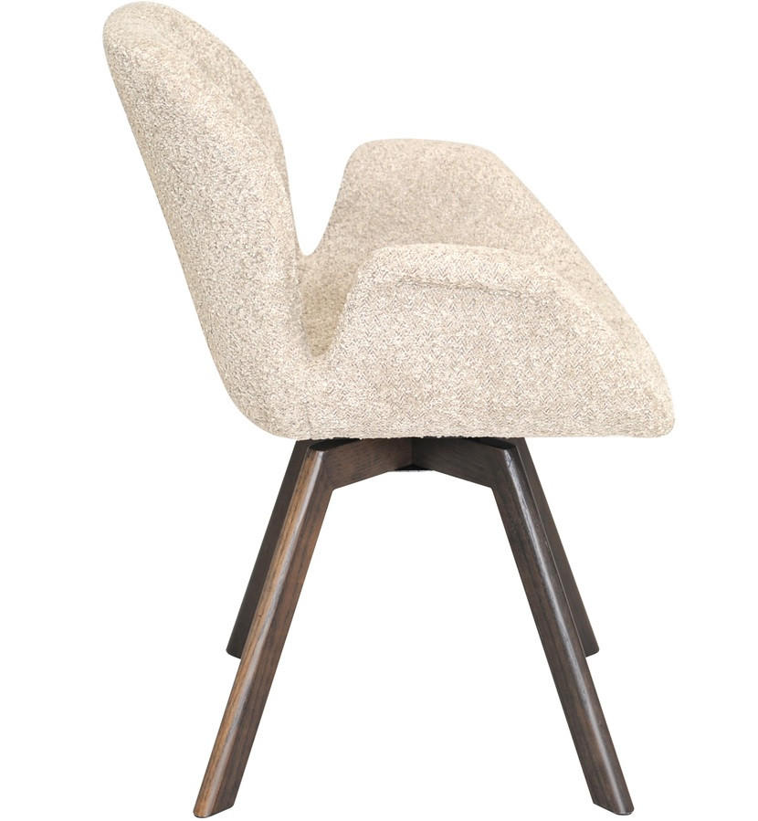 STOL MED ARMSTÖD bouclé  - beige/mörkbrun, Design, trä/textil (61/84/63cm) - Best Price