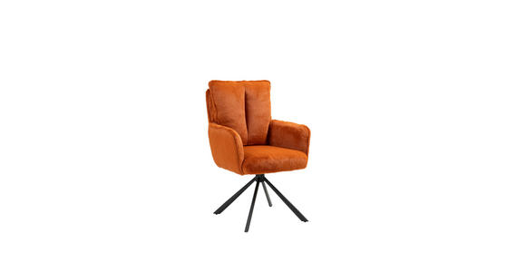 ARMLEHNSTUHL in Eisen Plüsch - Schwarz/Orange, Design, Textil/Metall (62/95/67cm) - Novel