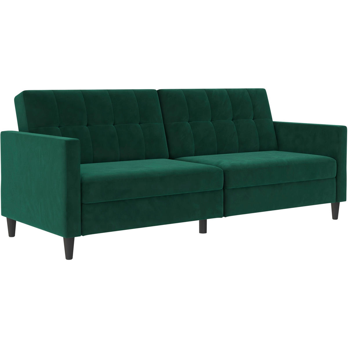 SCHLAFSOFA HANNOVER in Samt Dunkelgrün Vintage, Skandinavisch, Modern  - Dunkelgrün/Schwarz, Basics, Kunststoff/Textil (203/82/83cm) - Livetastic