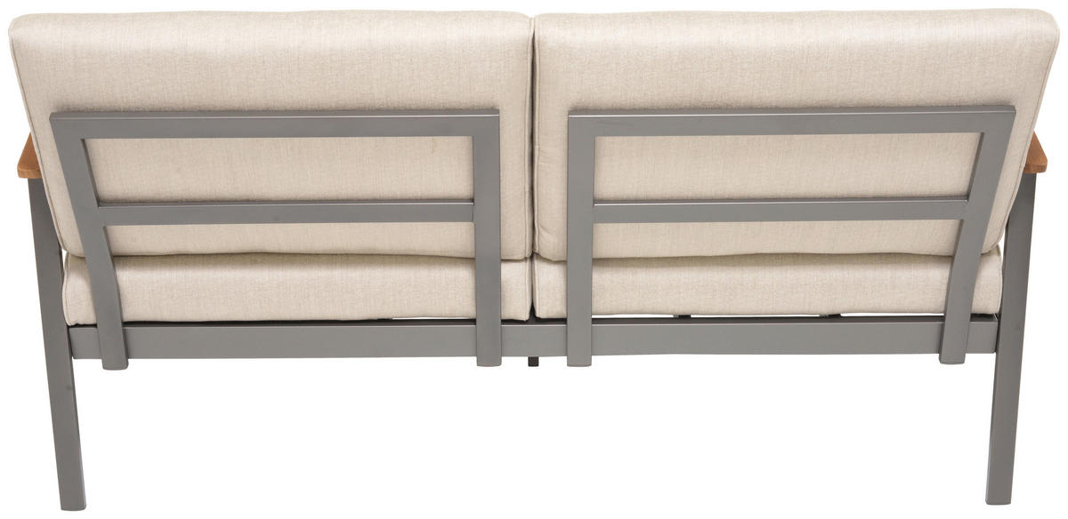 2,5-SITZER Flachgewebe Hellgrau, Dunkelgrau, Teakfarben  - Blau/Dunkelgrau, Design, Holz/Textil (161/75,5/82cm) - Modante