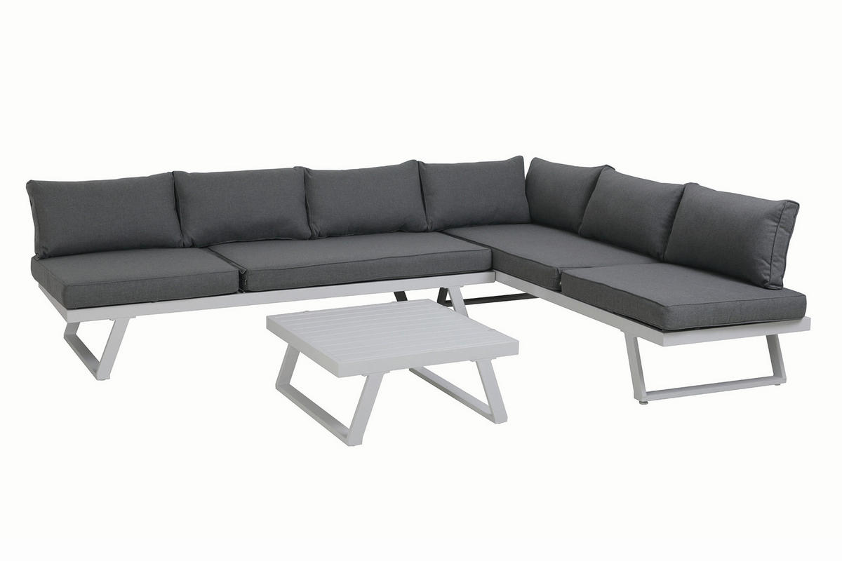 LOUNGEGARNITUR   Stahl  - Weiß/Grau, Design, Kunststoff/Metall - Livetastic