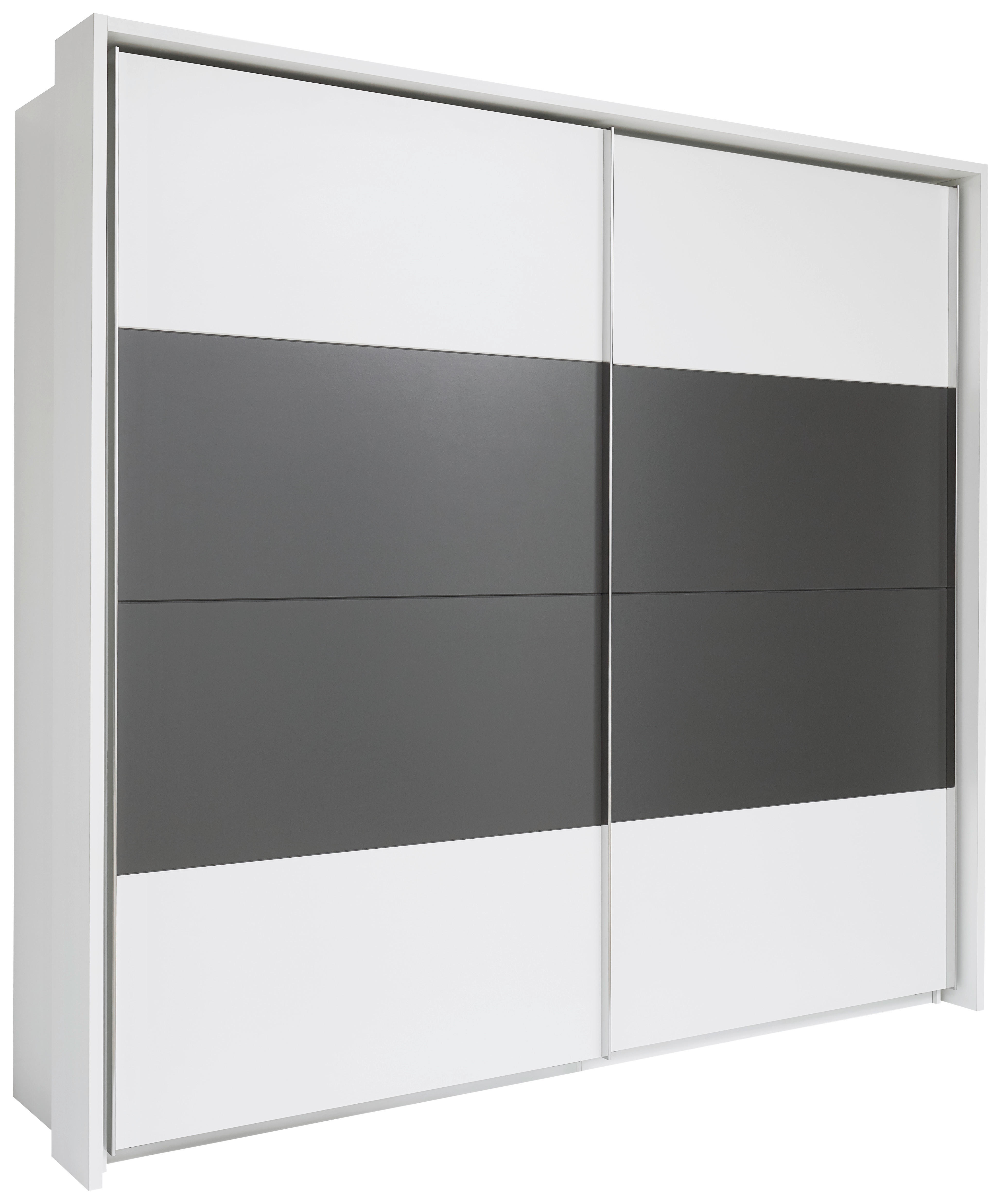 Xora SKŘÍŇ S POSUVNÝMI DVEŘMI, bílá, tmavě šedá, 240/226/64 cm - bílá,tmavě šedá - kompozitní dřevo