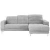 ECKSOFA in Webstoff Hellgrau  260/187 cm  - Chromfarben/Hellgrau, Design, Textil/Metall (260/187cm) - Xora