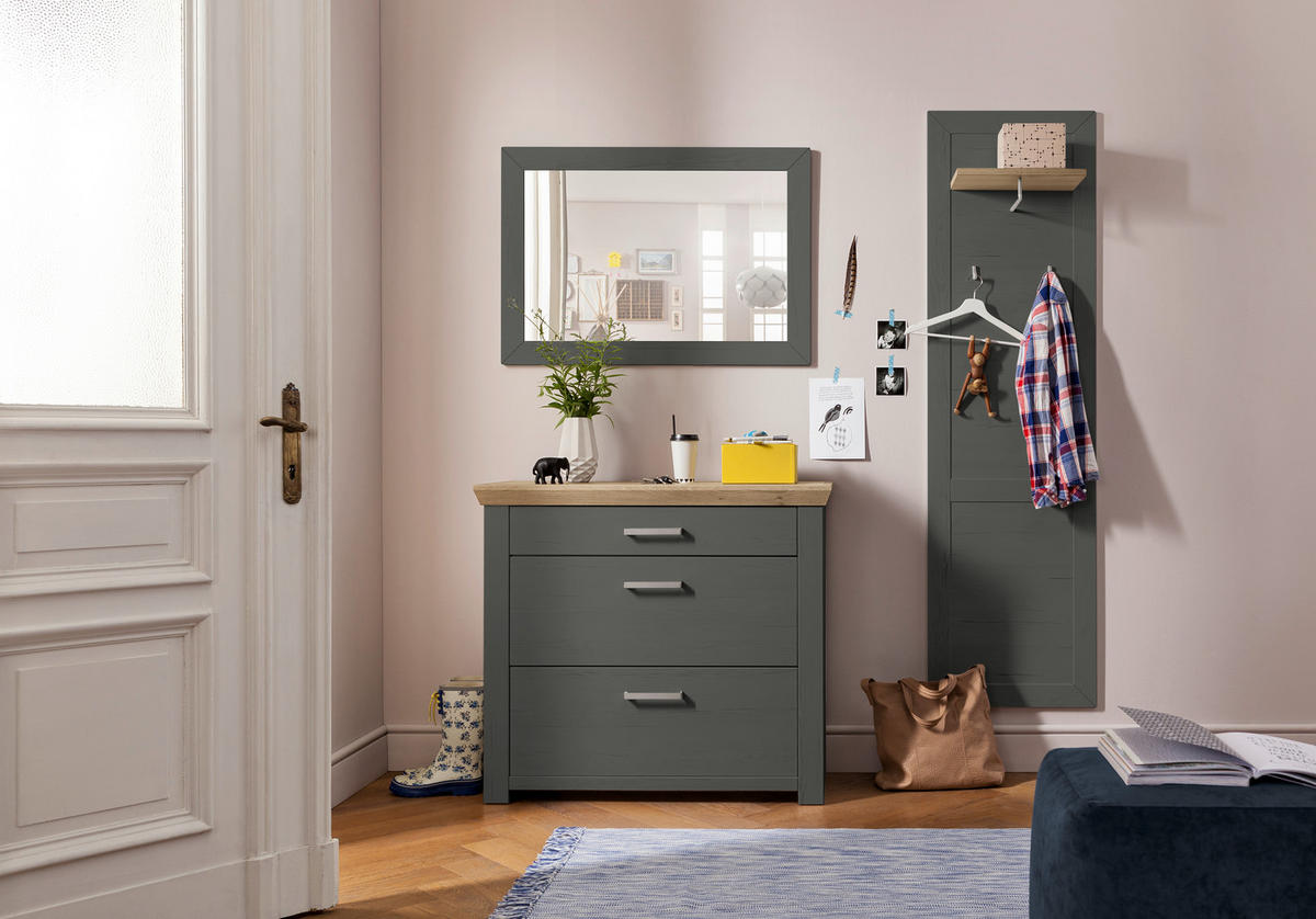 GARDEROBE 3-teilig  in 172/201/42,2 cm  - Eichefarben/Graphitfarben, Basics, Holzwerkstoff (172/201/42,2cm) - SetOne by Musterring