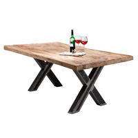 ESSTISCH 240/100/75 cm Echtholz  Holz, Metall rechteckig Naturfarben, Schwarz  - Schwarz/Naturfarben, MODERN, Holz/Metall (240/100/75cm) - MID.YOU