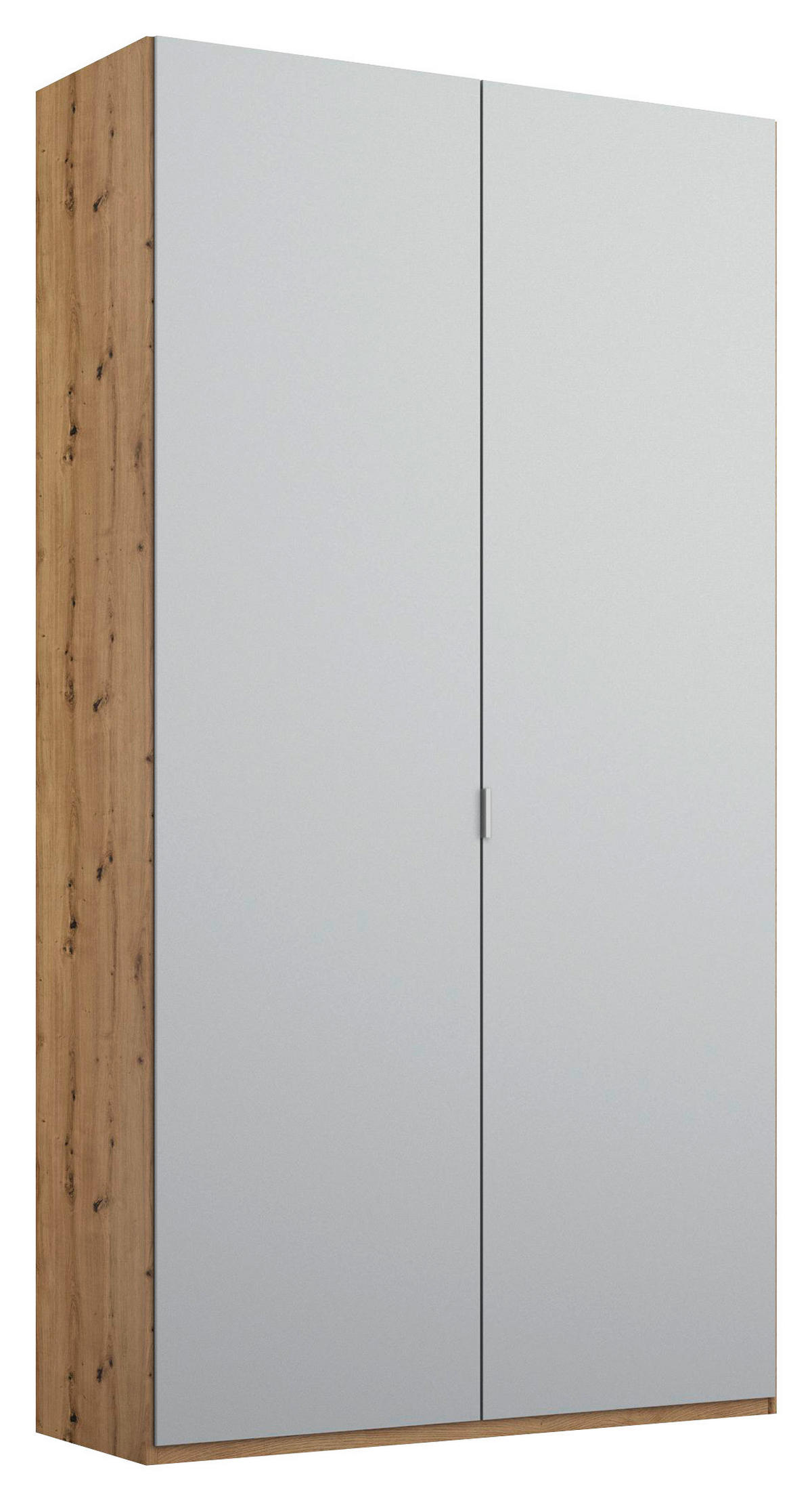 DREHTÜRENSCHRANK in Grau, Eichefarben  - Eichefarben/Alufarben, Trend, Holzwerkstoff/Metall (101/223/60cm) - Stylife