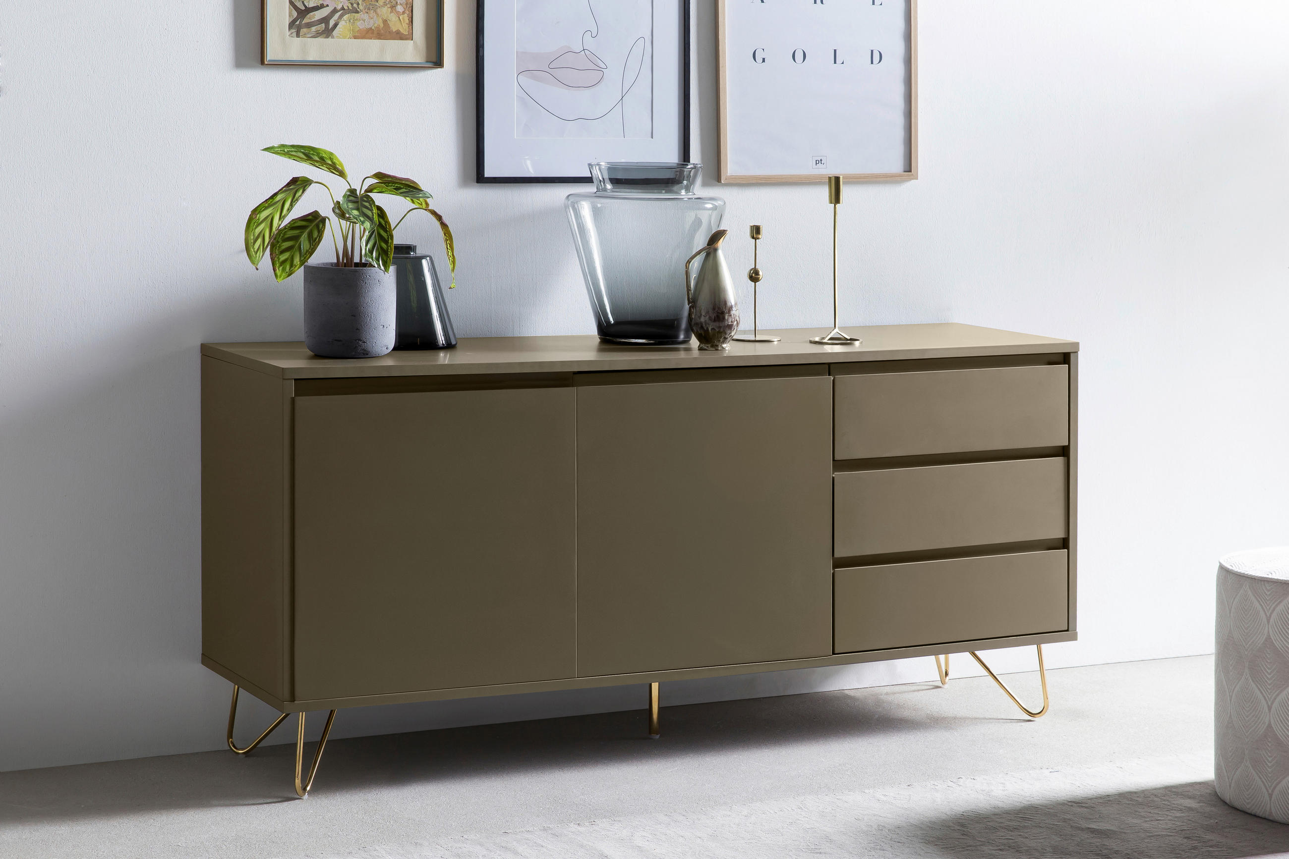 SIDEBOARD  in 150/70/40 cm  - Messingfarben/Grau, Design, Holzwerkstoff/Metall (150/70/40cm) - Livetastic