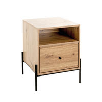 NACHTSCHRANK 45/60/47 cm  - Eichefarben/Schwarz, Design, Holzwerkstoff/Metall (45/60/47cm)