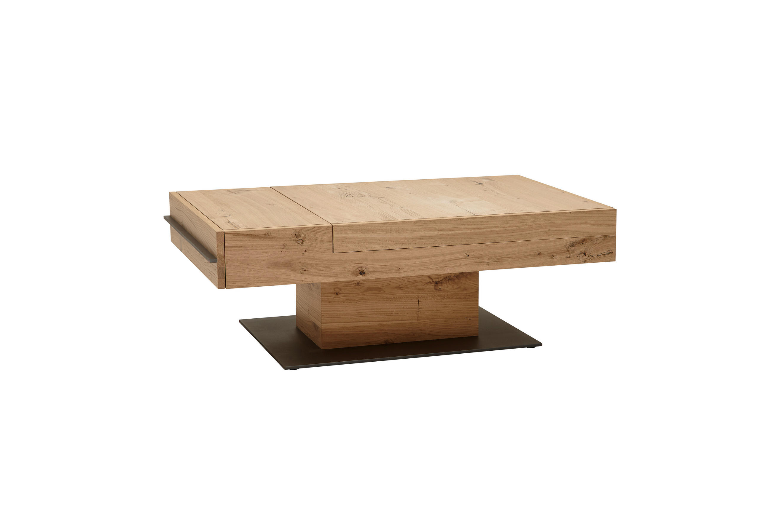 COUCHTISCH in Holz - Eichefarben/Schwarz, Design, Holz/Metall (74,8/43/119,8cm) - Voglauer