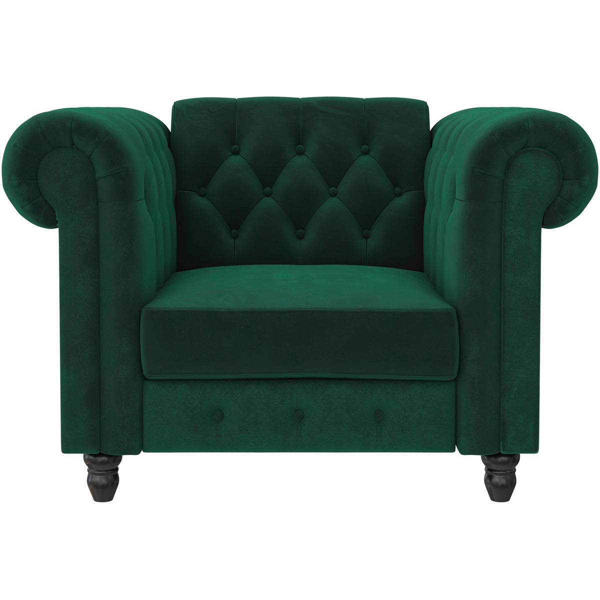 SESSEL in Velours Dunkelgrün  - Dunkelgrün/Schwarz, Basics, Holz/Textil (111/83/87cm) - Livetastic
