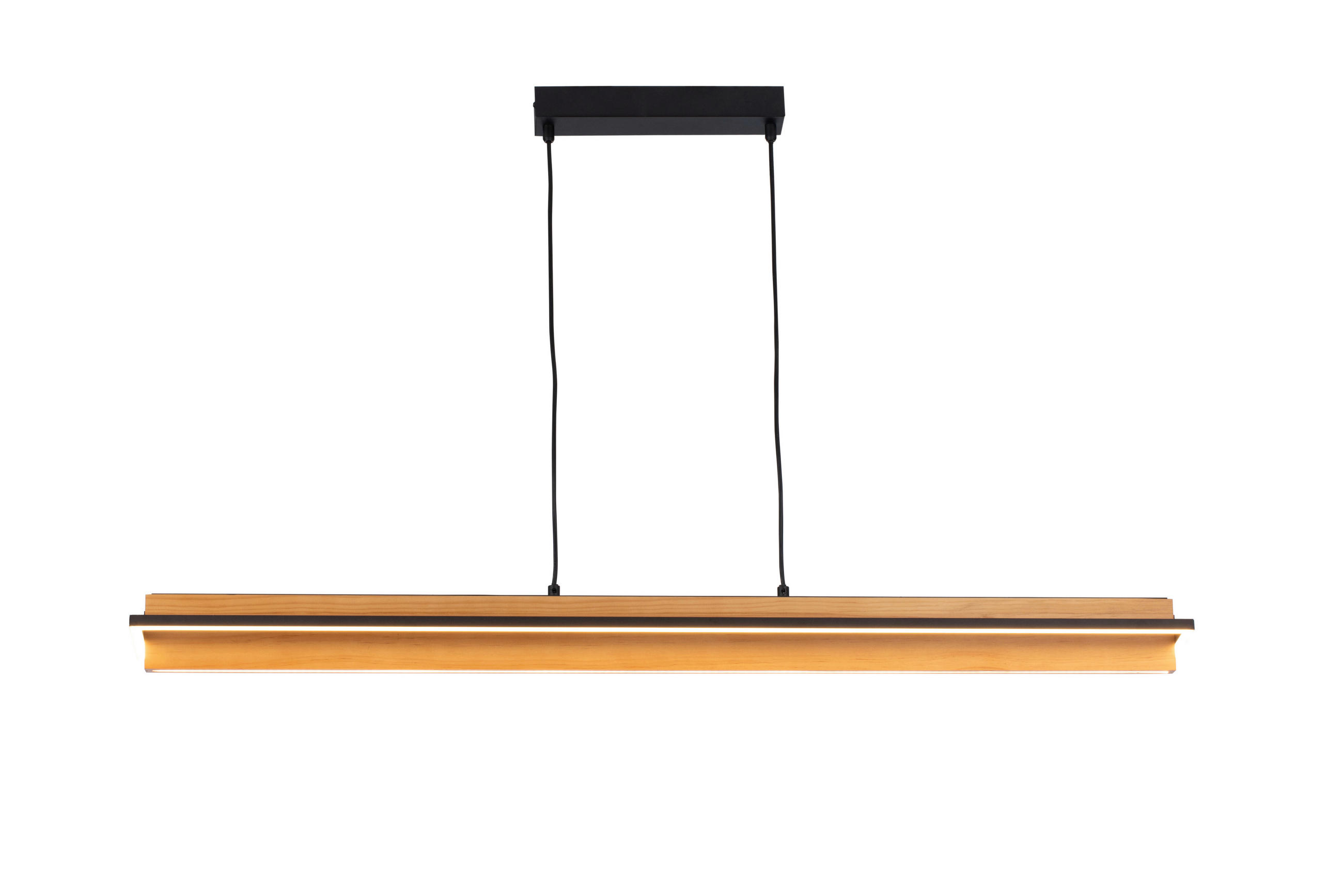 LED-HÄNGELEUCHTE Nunki 114/12/150 cm   - Schwarz/Kieferfarben, Design, Holz/Kunststoff (114/12/150cm) - Novel