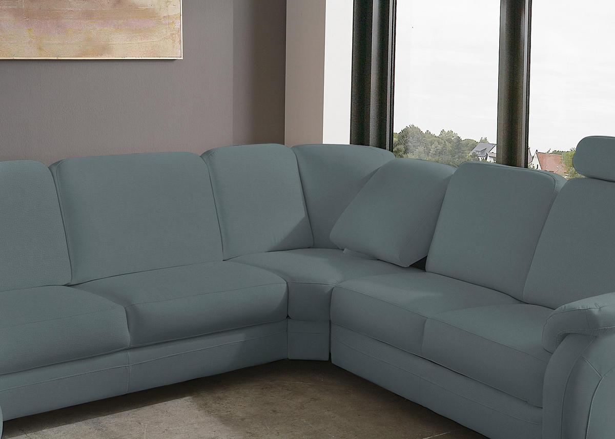 WOHNLANDSCHAFT Echtleder Grau  - Alufarben/Grau, Konventionell, Leder/Metall (165/329/239cm) - Beldomo Premium
