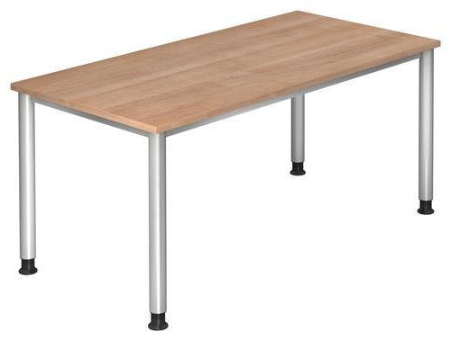 SCHREIBTISCH höhenverstellbar, in verschiedenen Holz-Dekoren erhältlich  - Silberfarben/Nussbaumfarben, KONVENTIONELL, Holzwerkstoff/Metall (160/80/68,5-81cm) - Venda
