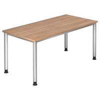 SCHREIBTISCH 160/80/68,5-81 cm  in Nussbaumfarben  - Silberfarben/Nussbaumfarben, KONVENTIONELL, Holzwerkstoff/Metall (160/80/68,5-81cm) - Venda