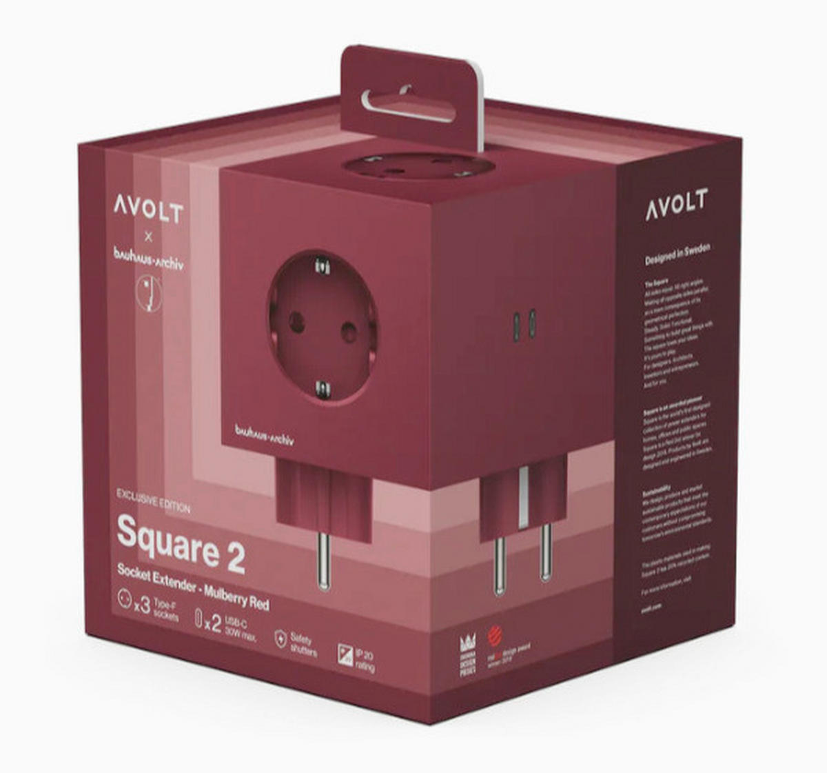 STECKDOSENWÜRFEL - Bordeaux, Basics, Kunststoff (7,6/7,6/11,3cm) - AVOLT