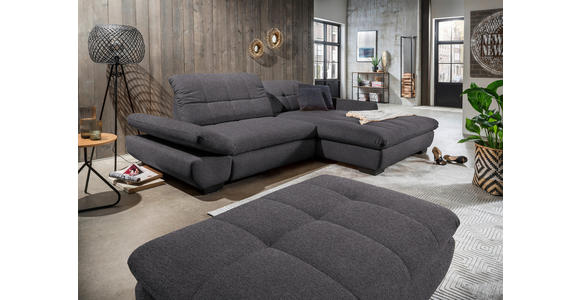 ECKSOFA in Mikrofaser Grau  - Schwarz/Grau, Design, Textil/Metall (290/198cm) - Xora